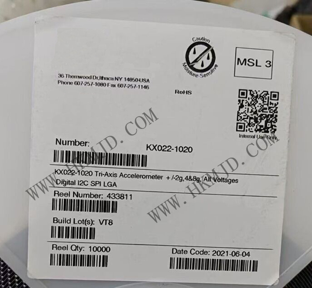 運(yùn)動傳感器_KX022-1020_加速計(jì) X，Y，Z 軸 ±2g，4g，8g 0.39Hz ~ 800Hz 12-LGA