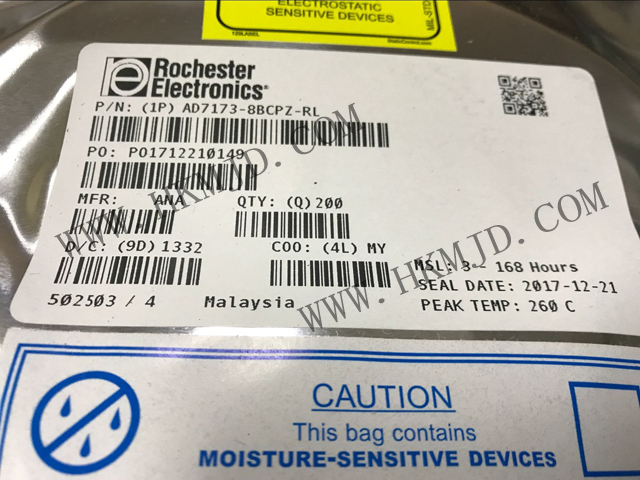 AD7173-8BCPZ：8/16通道、31.25kSPS、24位Σ-Δ型ADC
