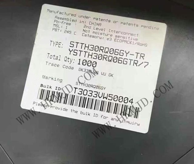供應(yīng) STTH30RQ06GY 一款汽車級 600V、30A 超快軟恢復(fù)二極管